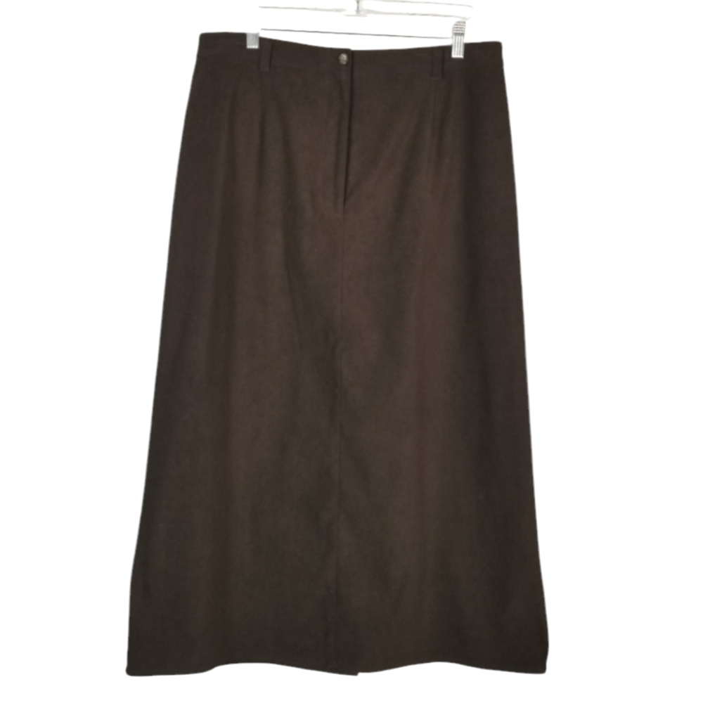 Talbots Womens Faux Suede Vtg Maxi Skirt Size 16 Brown Modest Western Cowgirl